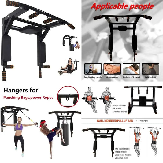 BDL Wall Mounted Pull Up Bar Chin Up Bar Dip Station