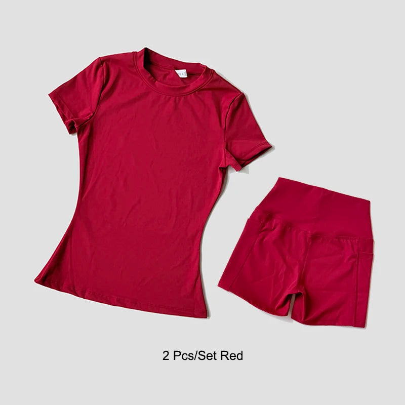 Womens Seamless Knitted Yoga Set Gym Wear Crop Top Pro