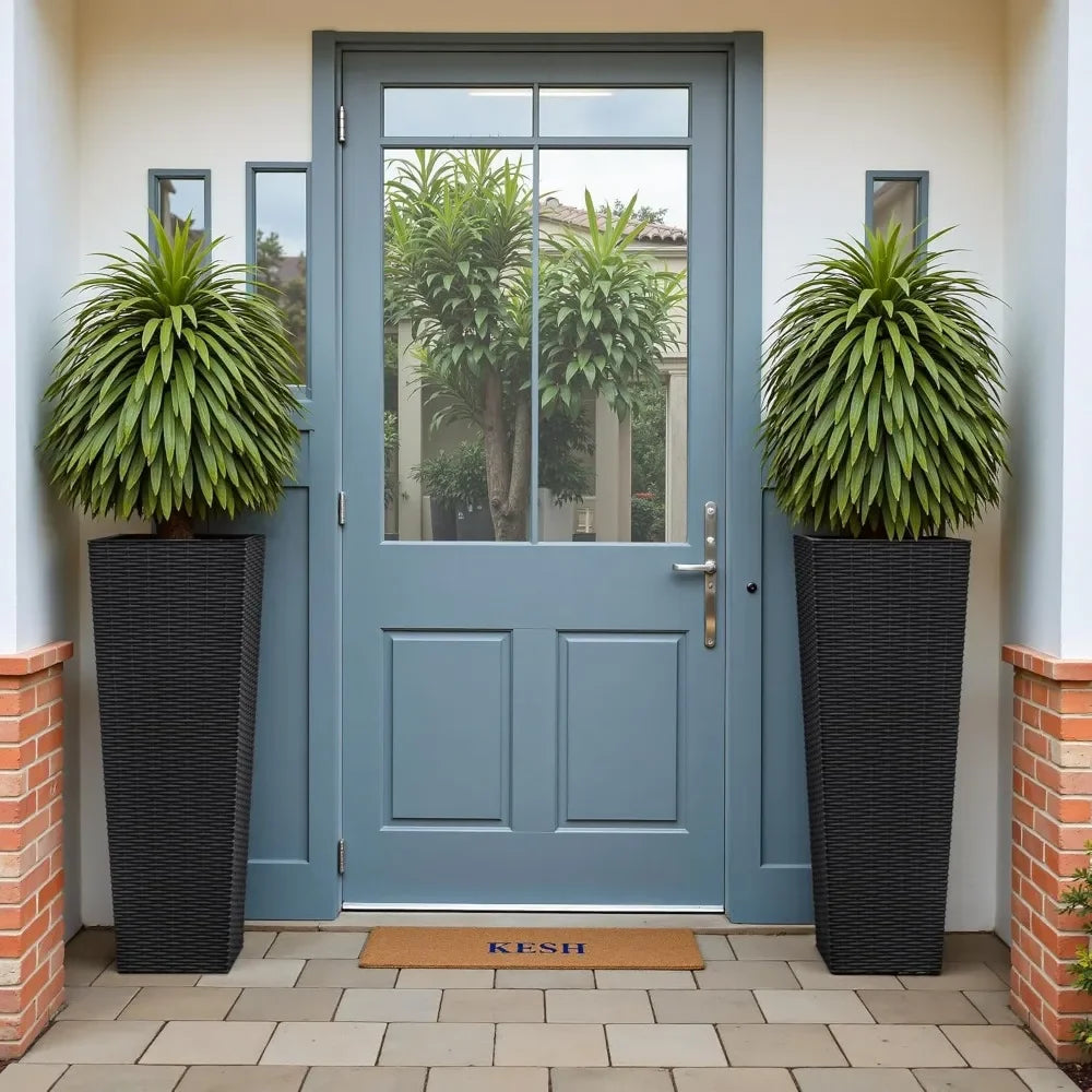 Resin Tall Outdoor Planters Set of 2 with 4 Drainage Holes