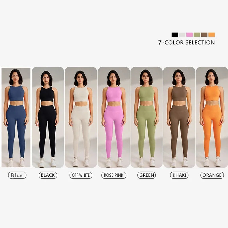 Yoga Set Women High Waisted Leggings Seamless Top Plus Size