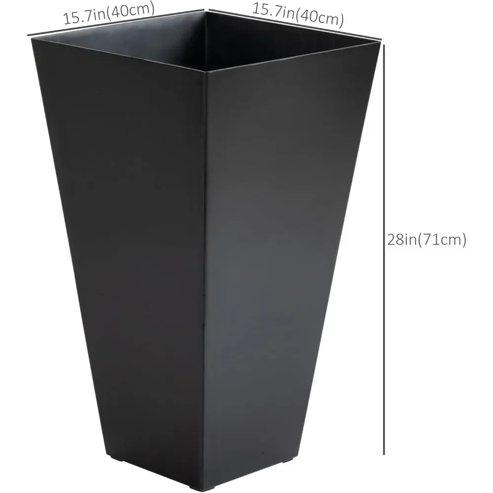 Set Of 3 Tall Planters With Drainage Holes Outdoor 28 Inch