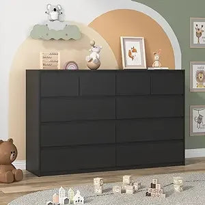 White Malm Dresser 55 Wide 10 Drawers Modern Wood Chest