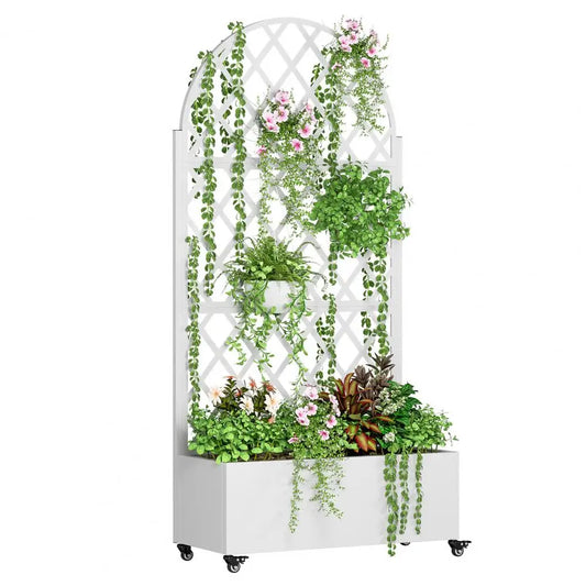 Metal Planter Box With Trellis Garden Bed Drainage Hole