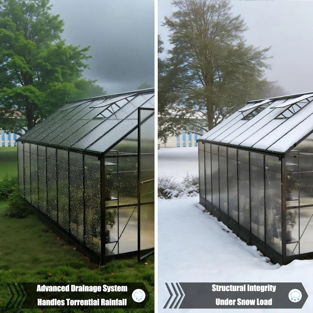 Outdoor Polycarbonate Walk In Greenhouse Aluminum Frame