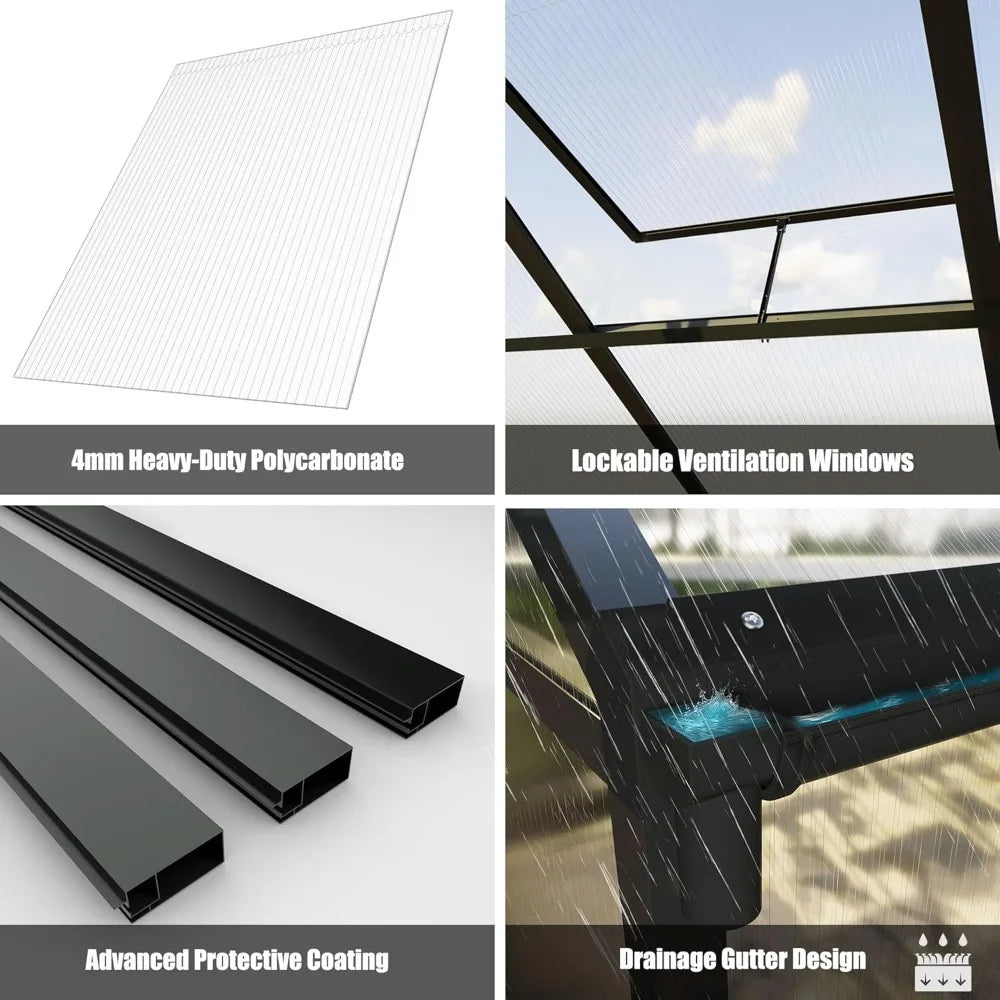 Outdoor Polycarbonate Walk In Greenhouse Aluminum Frame