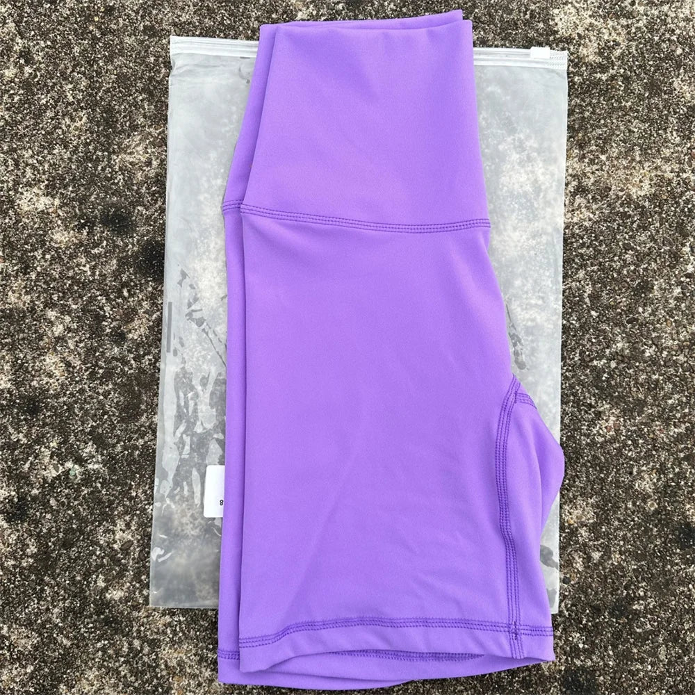 Solid Color High Waist Yoga Shorts Squat Proof With Pocket