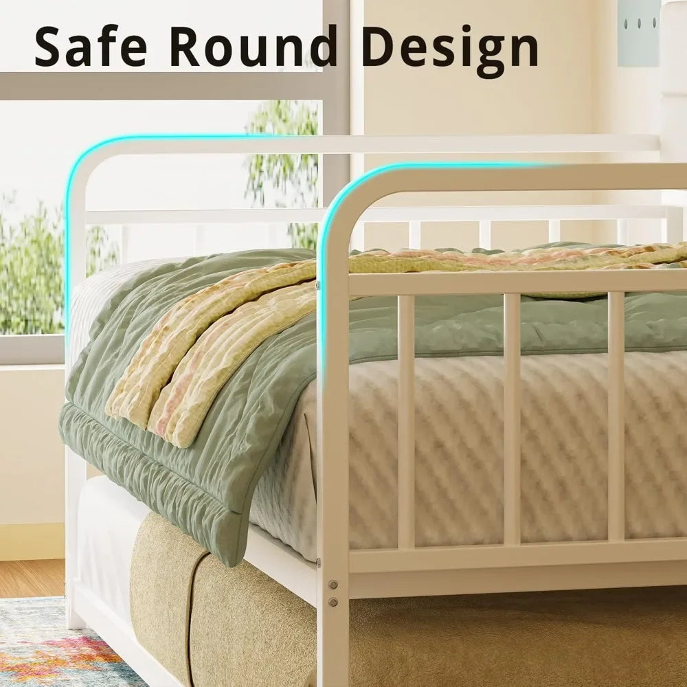 Daybed With Trundle And Metal Twin Frame Headboard Charging