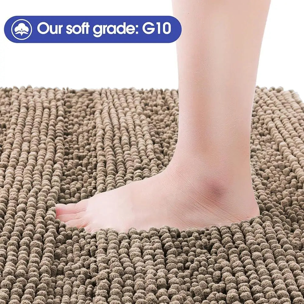 Ultra Soft Chenille Bath Rugs Non Slip Absorbent Mat Set